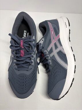 ASICS Women's Slate Gray and Pink Running Sneakers